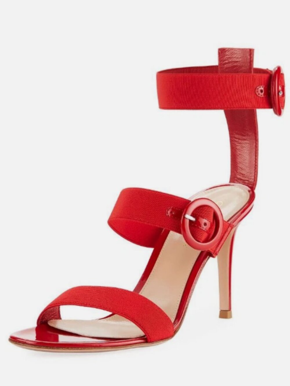 Gianvito Rossi Red Patent Leather Strappy Elastic Sandal/Pump Tabasco Red